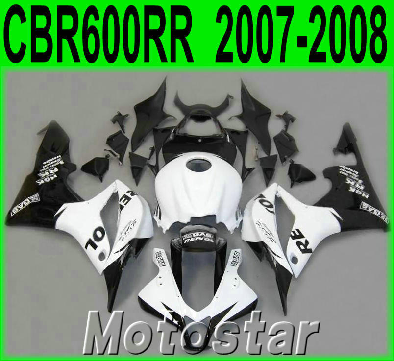 

Injection molding fairing kit for HONDA CBR600RR 07 08 aftermarket CBR 600RR F5 2007 2008 white black REPSOL plastic fairings set FG3, Same as the picture shows