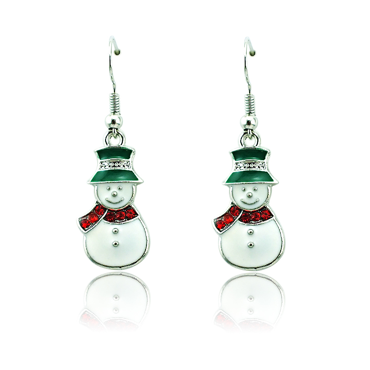 

High Quality Charms Earrings Fashion Dangle Rhinestone Scarf Christmas Snowman Earrings For Women Christmas Gifts Jewelry, Golden