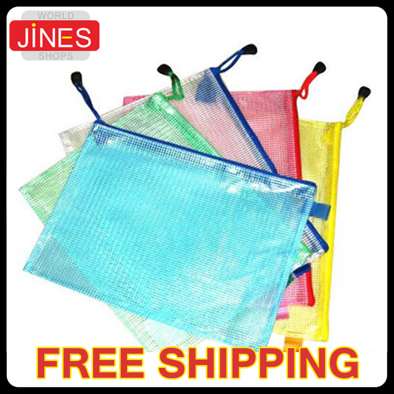 10 pcs/lot Gridding Waterproof Zip Bag Document Pen Filing Supplies Pocket Folder Free Shipping Material Escolar-image-240259505