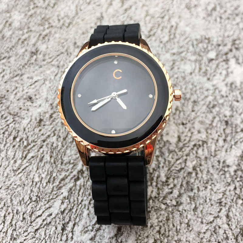 

Fashion women Girls soft Silicone strap quartz wrist watch CH01, Rose red