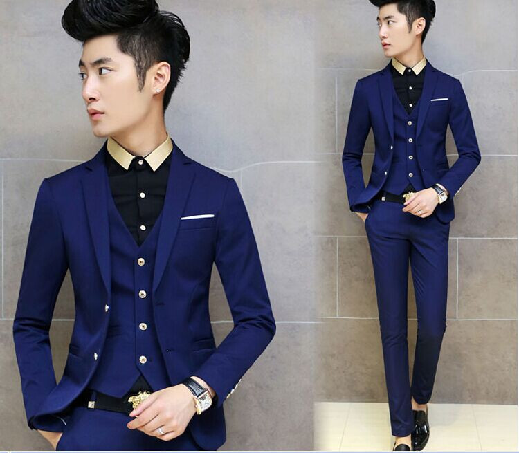 

New Arrivals Two Buttons Royal Blue Groom Tuxedos Notch Lapel Groomsmen Men Wedding Tuxedos Dinner Prom Suits (Jacket+Pants+Vest+Tie) G1460, White
