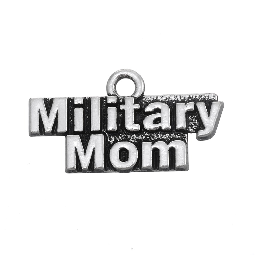 

Free shipping New Fashion Easy to diy 20Pcs Metal Alphabet Military Mom Charms Jewelry For Women jewelry making fit for necklace or bracelet