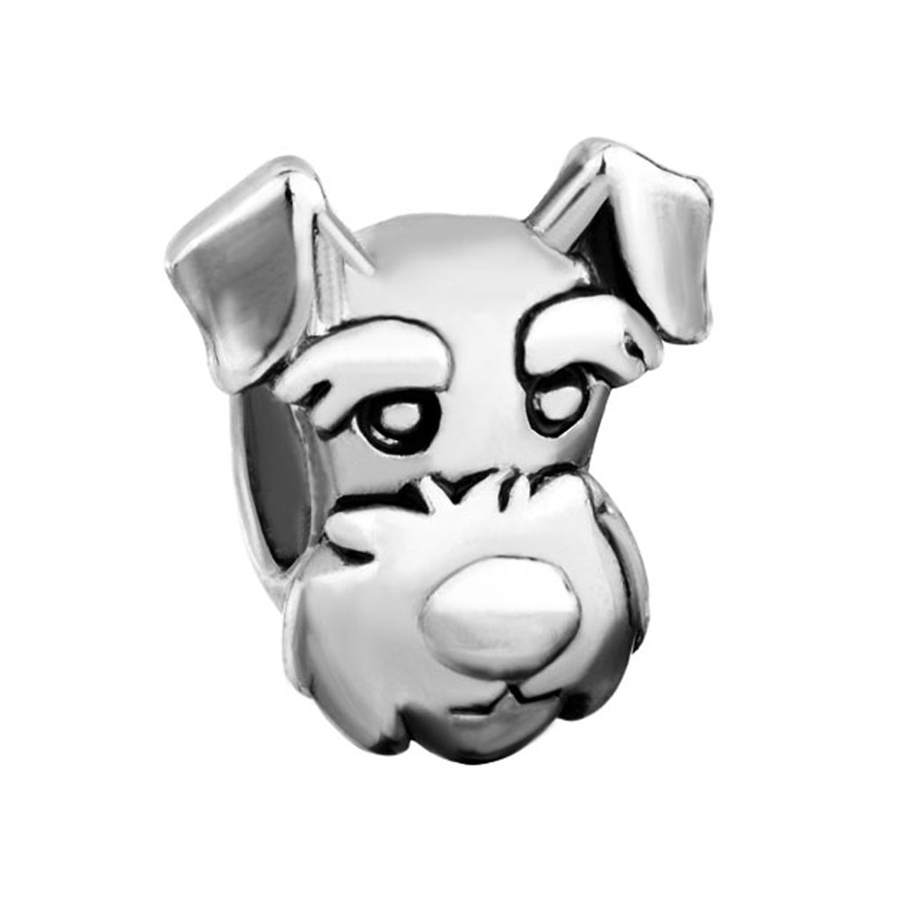 

Personalized jewelry pet cute dog head animal European bead metal charm ladies bracelet with big hole Pandora Chamilia Compatible, Black