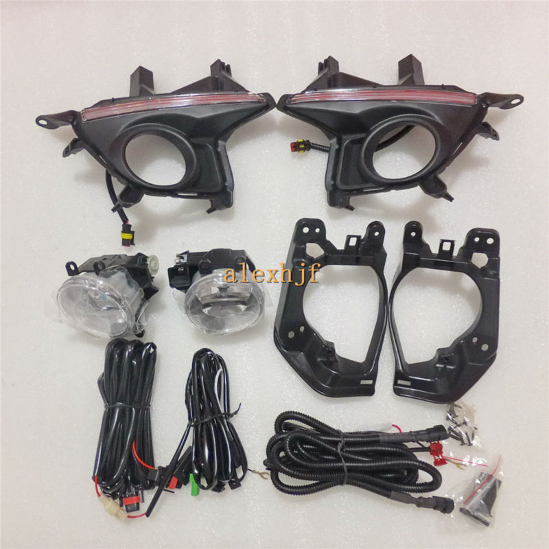

LED Daytime Running light DRL with fog lamp cover + Fog Lamp Assembly case for Toyota Highlander 2014~ON, replacement, White