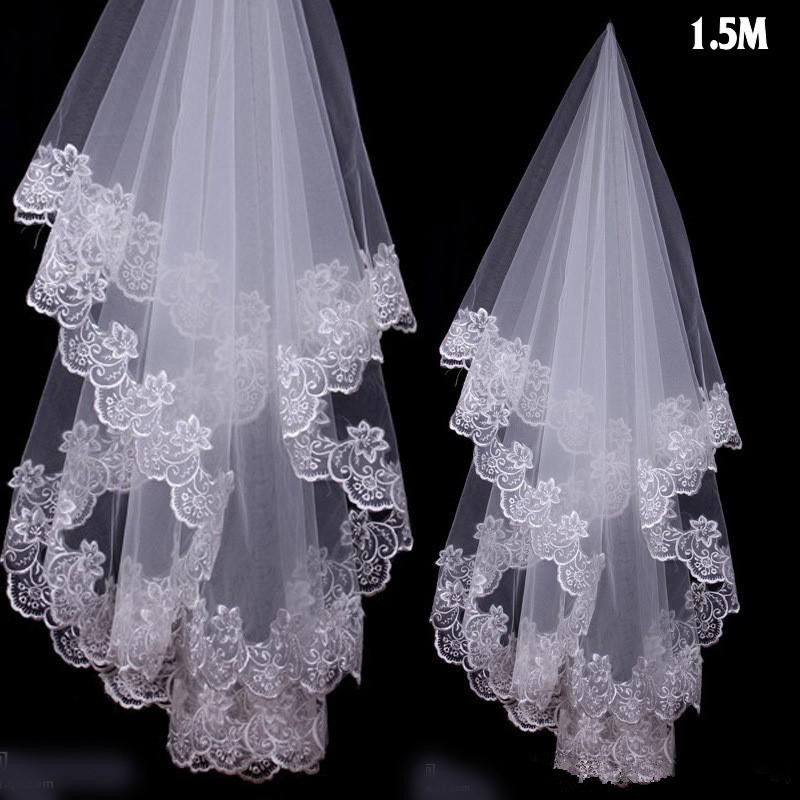 

1.5 M Charming Cheap Girls Wedding Bridal Accessories Veil For Wedding Lace White Ivory Color Hot Sale Charming Top 01