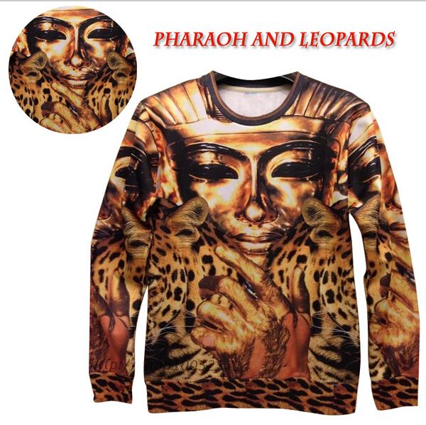FG1509 [Ada] Les dernières tendances de la mode femmes / hommes impriment des pulls 3D léopard pour animaux de compagnie pharaons Pullovers Hoodi