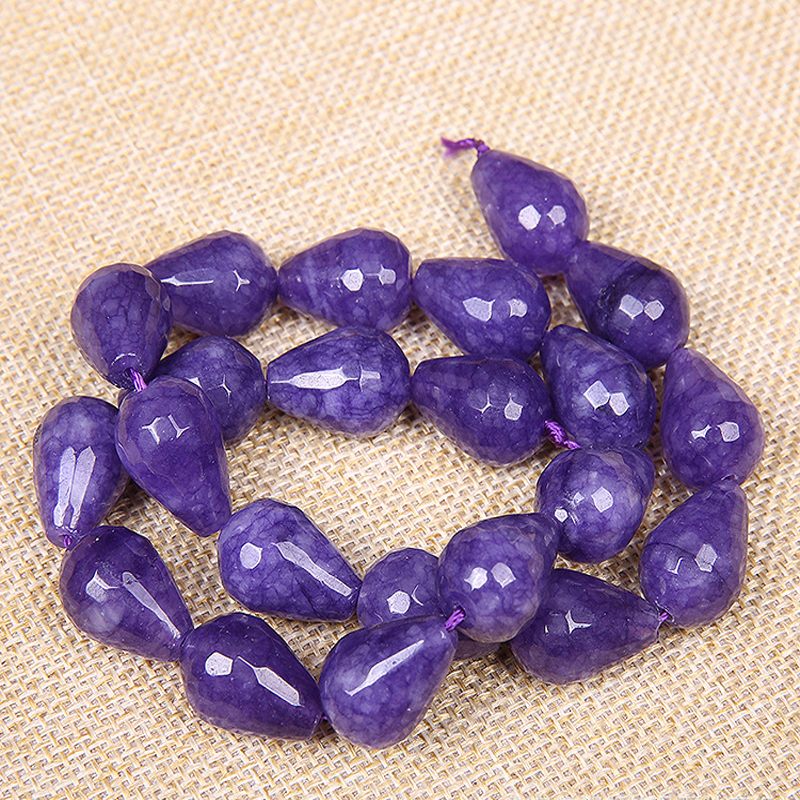

13x18mm Water Drop Shape Natural Propule Stone Beads Cutting Angle Loose Stone Beads for Jewelry Making Strand 16'' DIY Material