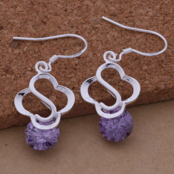 

Fashion (Jewelry Manufacturer) 20 pcs a lot Soulmate with diamond earrings 925 sterling silver jewelry factory price Fashion Shine Earrings