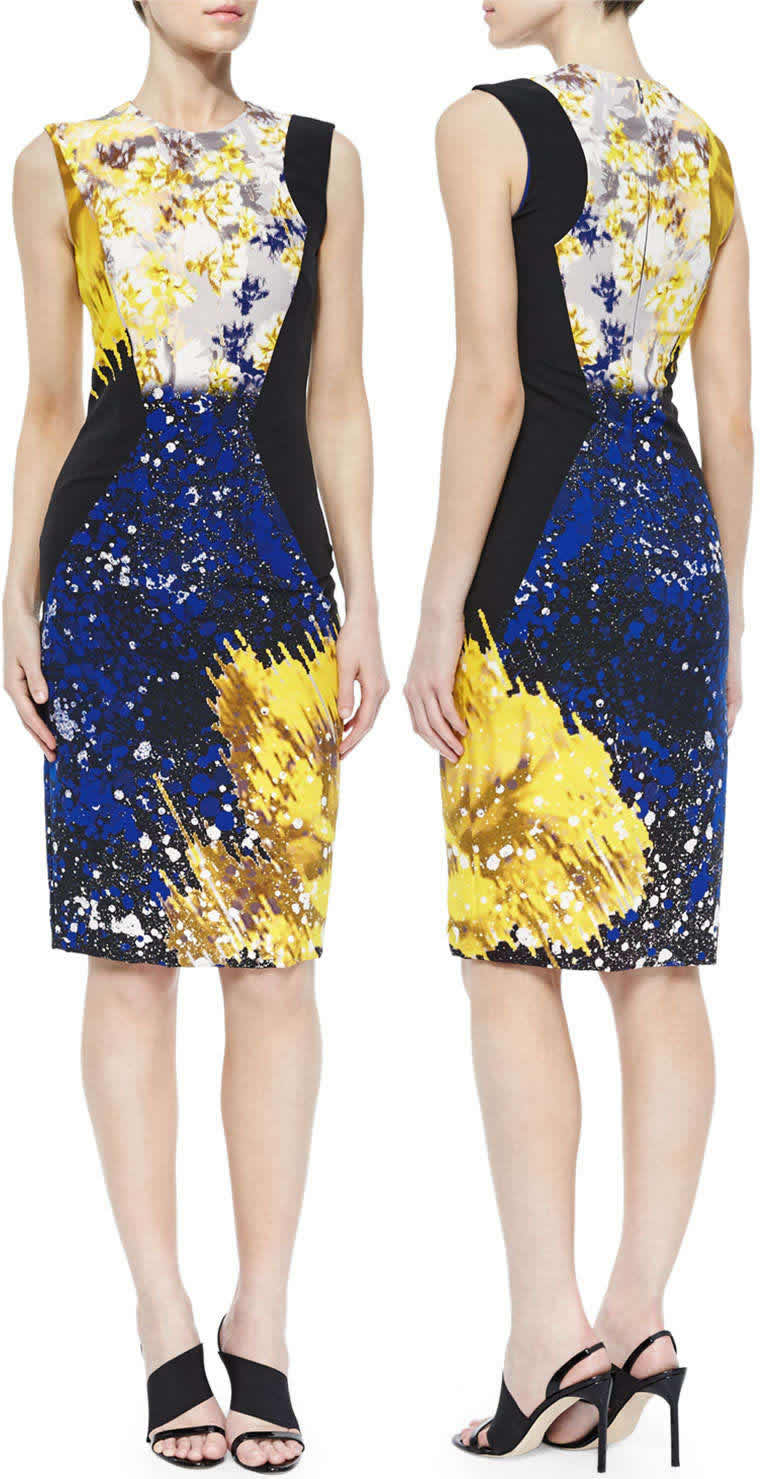 

Multicolor Round Neck Sleeveless Print Dress Round Neck Dresses 15101528, As pictures