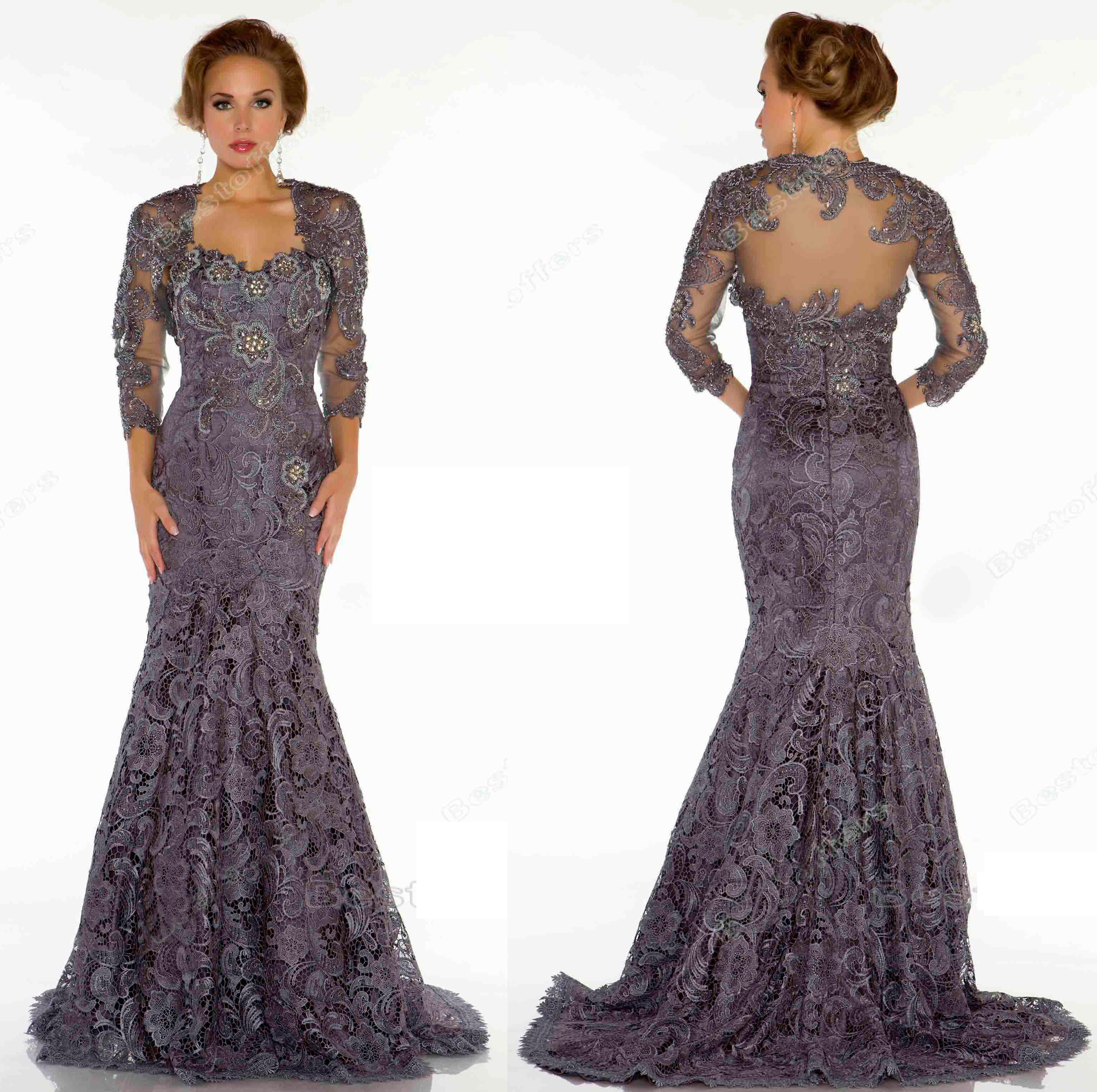 

Hot Selling Sweep Train Lace Mermaid Mother of the Bride Dresses for Women In Stock, Custom made from color chart