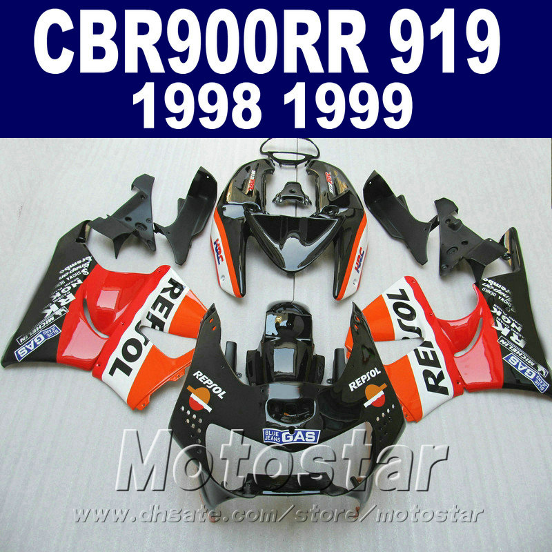 

High quality fairing kit for Honda CBR900RR fairings 1998 1999 red black REPSOL bodywork CBR900 RR CBR919 98 99 QD29, Same as the picture shows