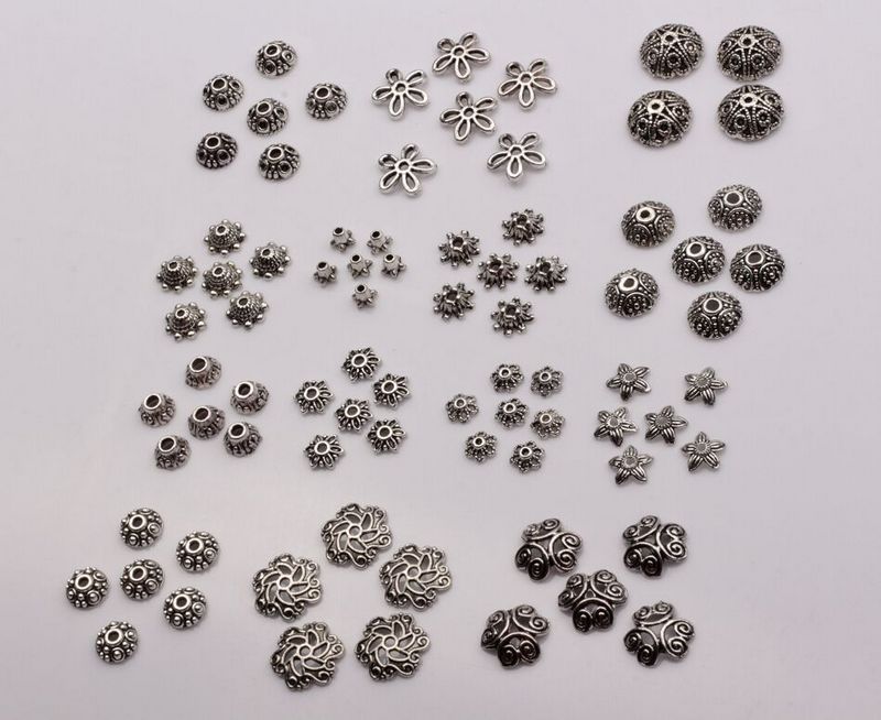 

300pcs Antique silver Alloy 14- Style Flower Bead Cap For Jewelry Accessories (mm30)