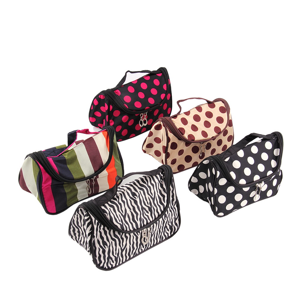 

Wholesale-1pc New Dot Toiletry Bag Cosmetic Bag Cosmetic Case large capacity portable Women Makeup cosmetic bags storage travel bags