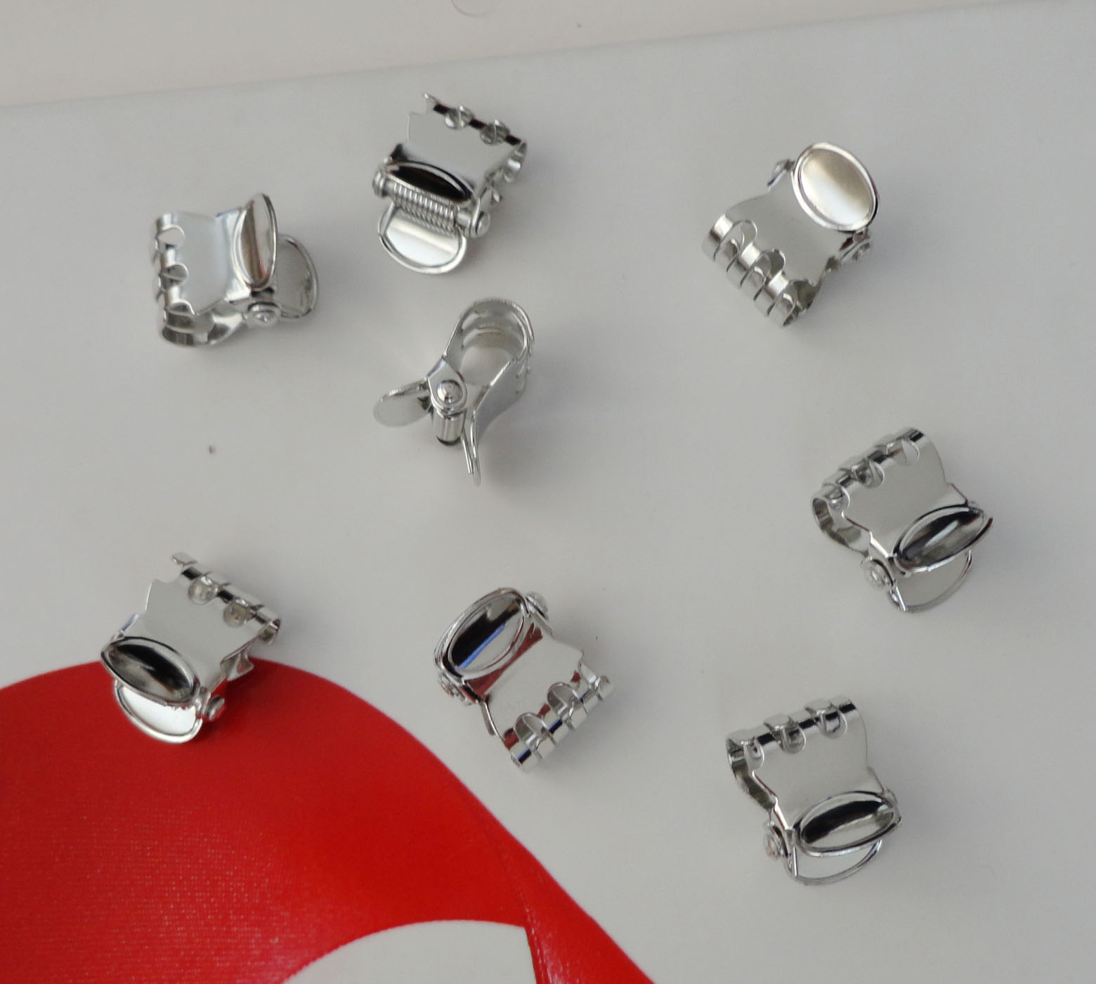 Hair Claws 30PCS 1.5cm Silver Finish Oval Pattern Plain Metal Hair Claws clips at lead free and nickle free,claws jaw hair clips Grips-image-446397105