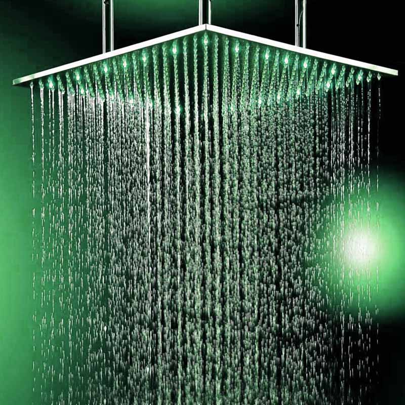 

New Design Luxury 24" 60cm Square Big LED Shower Head 304 SUS Made Wall Ceiling Mounted Bathroom Rainfall Shower Conceal Install