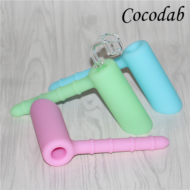 

Glow in dark Silicone Showerhead Hammer Bubbler bongs Silicone blunt bubbler Nectar Collector + 4mm 18.8mm male quartz nails