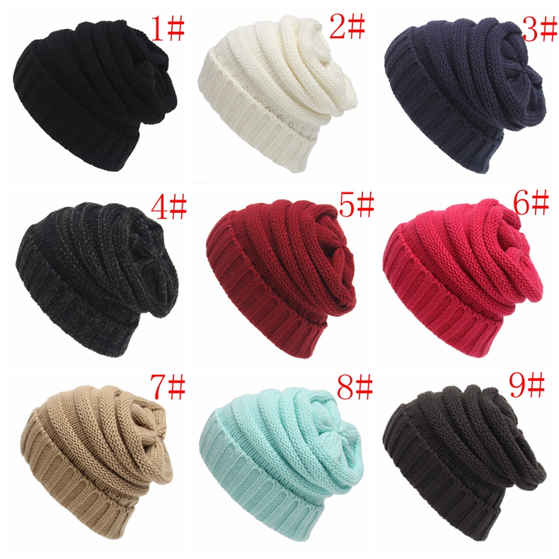 

13 colors Winter Warm Hat Knitted without label Women Simple Chunky Soft Stretch Cable Men Knitted Beanies Hat Beanie Skully Hats, As picture