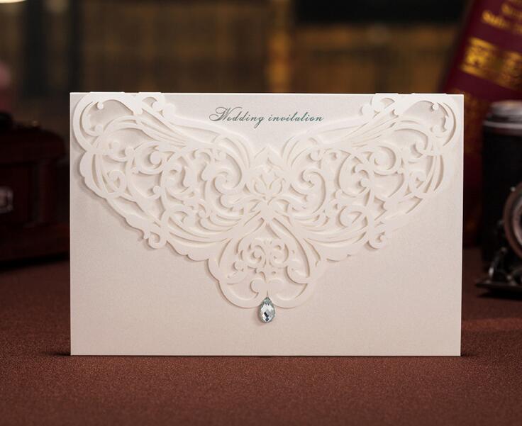 

Beautiful Personalize White Flowers Wedding Invitations Cards Flowers Bronzing Invitation Cards, Same as picture