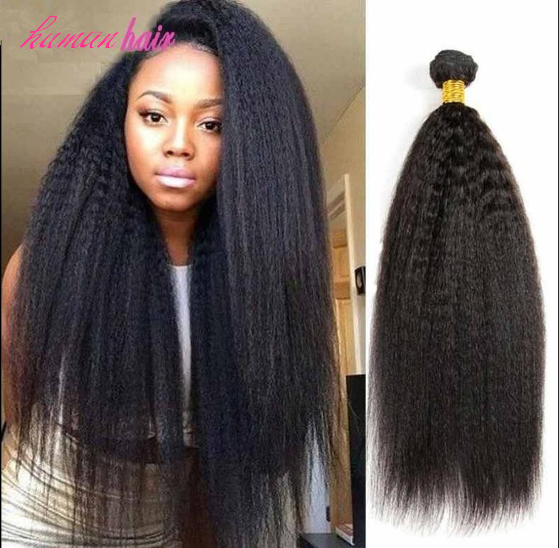 

New Style Briazilian Human Virgin Remy Kinky Straight Hair Weft Baby Soft Hair Extensions Natural Black Color 100g Bundles, Natural color