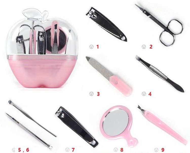 professional Nail Cuticle manicure tool kit manicure grooming set kit in plastic  case wedding favors