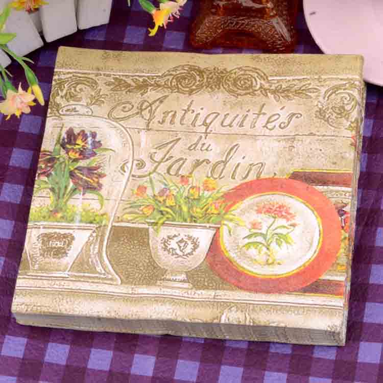 

100% Virgin Wood Napkin Antique Flower Paint Christmas Party Disposable Placemats Tissue 2 layers Online SD912, Multi