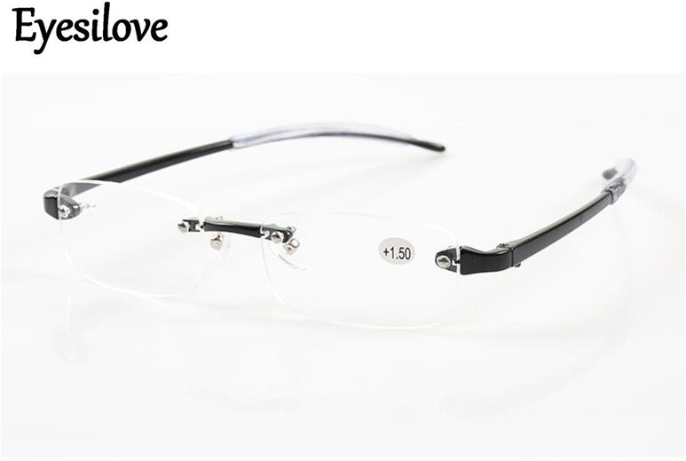 

Retail 1pcs fashion men women plastic rimless reading glasses colorful presbyopia glasses lenses power +1.0 to +3.0 many colors