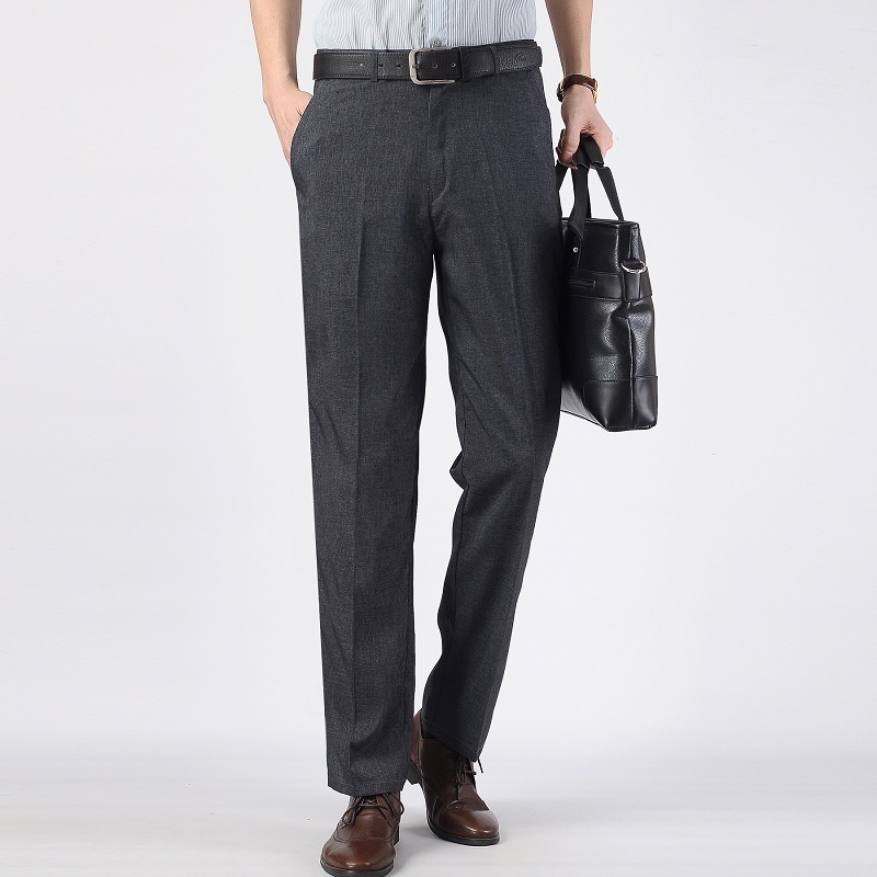 

Wholesale- Uwback Men Casual Pants 2017 Autumn Business Pants Homme Mid Waist Loose Black/Gray Men Trousers Thin Cotton Long Pants XA266