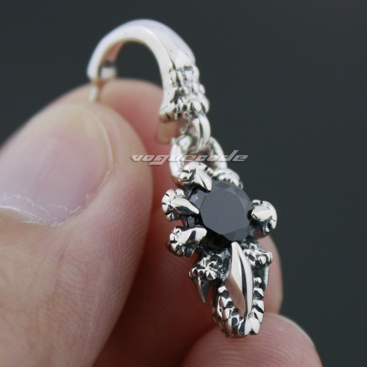 

925 Sterling Silver Dragon Claw Black CZ Stone Mens Biker Stud Earring 8R007