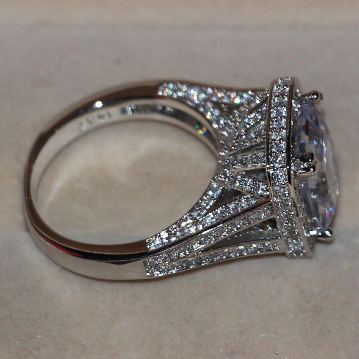 White Sapphire Silver Wedding Band Ring 14K White Gold Filled Jewelry Size 6-9
