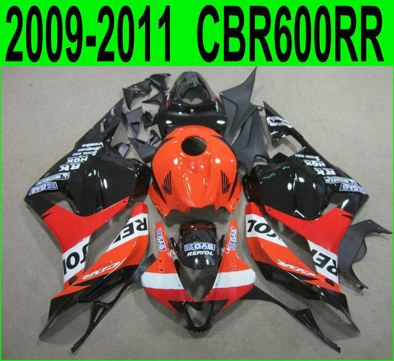 

Injection molding high quality bodywork fairings for Honda CBR600RR 2009 2010 2011 red black REPSOL fairing kit CBR 600RR 09 10 11 YR64, Same as the picture shows