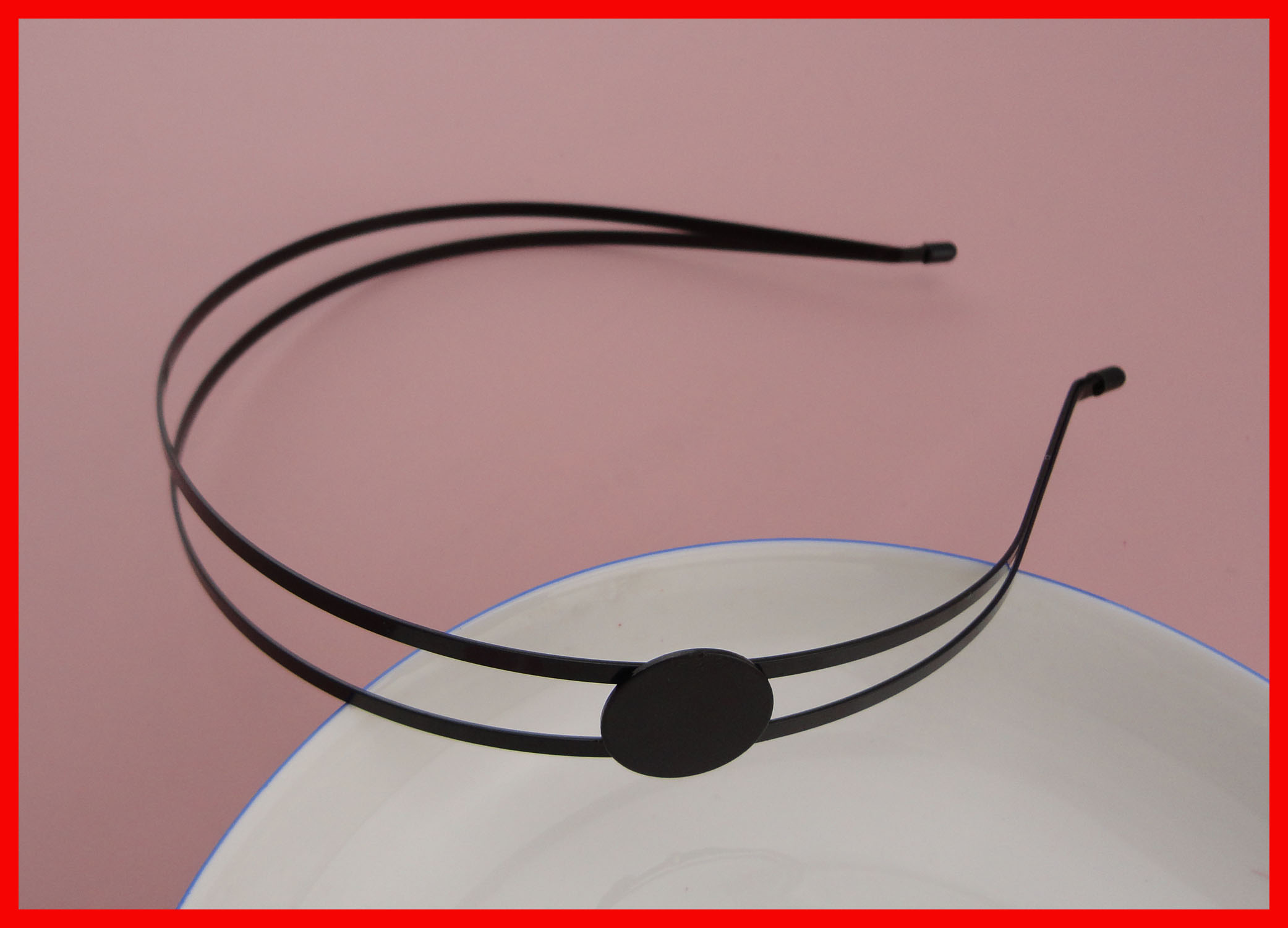 5PCS Black plain double 3mm Metal Wire Hair headbands with 20mm pad at nickle free and lead free DIY Hair Accessories wholesale-image-436616248