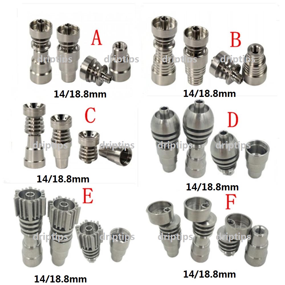 

Titanium Nail 4 in 1 Domeless Titanium Nails Titan Nail 14mm & 18.8mm Male and Female Joint for Glass Pipe Bong free DHL