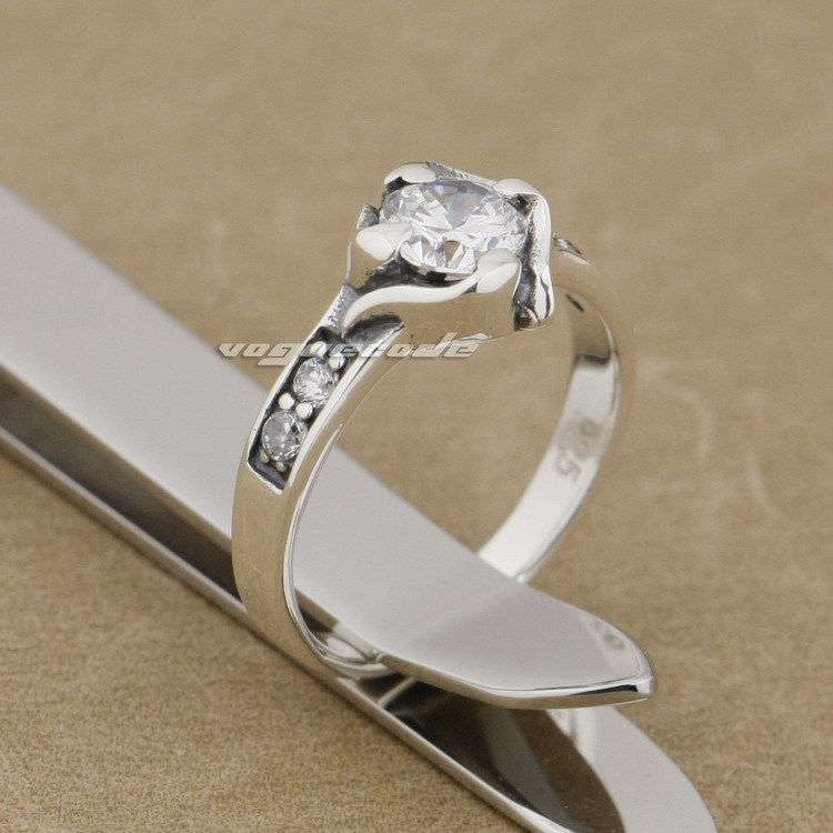 

925 Sterling Silver White CZ Stone Fashion Wedding Ring 9K014