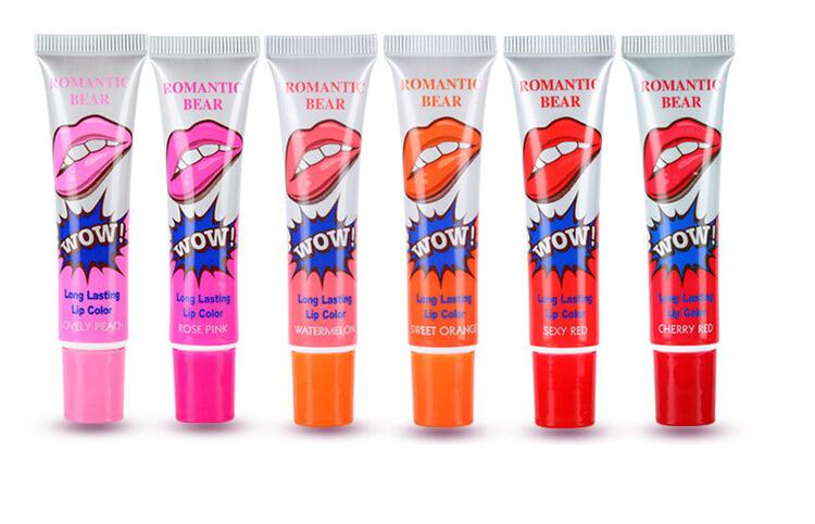 

Hot Romantic Bear Lip Gloss Women Make Up 12ml Tint WOW Long Lasting Tint Lip Peel Off Lipstick Full lips Tatto Waterproof Lip Gloss, Mixed color