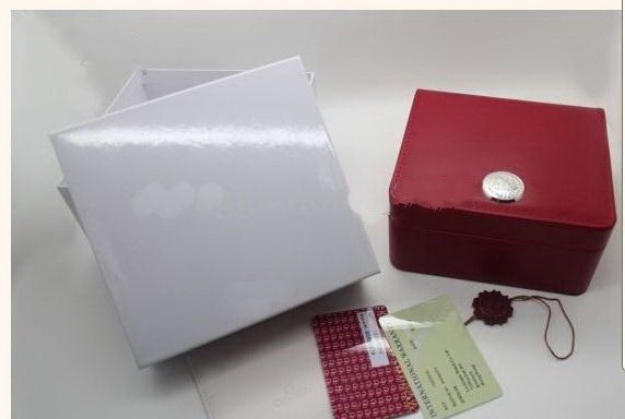 

Luxury new square red for omega box watch booklet card tags and papers in english watches Box Original Inner Outer Men Wristwatch box om.