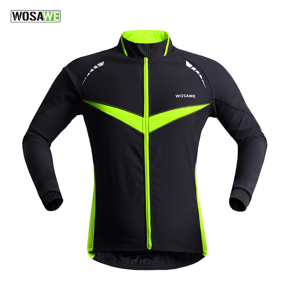 

Wholesale-2015 New Professional Thermal Cycling Jacket Winter Running Sport Jacket Men Women High Quality WOSAWE 2 Colors BC266, Fluorescent green