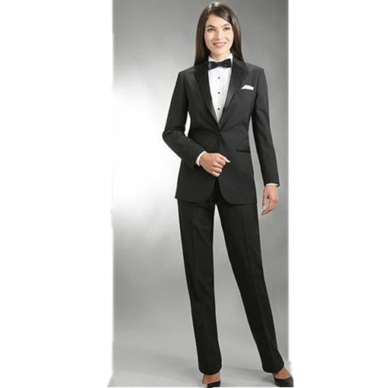 

Grey Women Ladies Custom Made Business Office Tuxedos Jacket+Pants Fashion Suits 2 Piece Set Custom made, Black