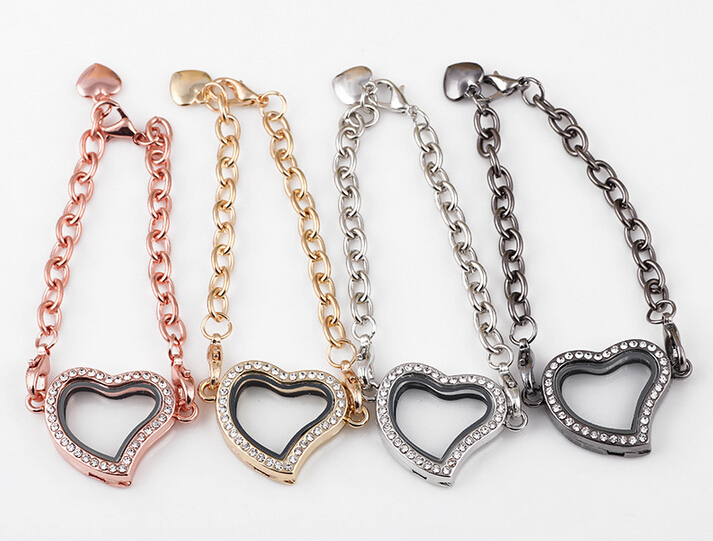 

10PCS/lot 4Colors 30MM Heat Locket Bracelet Magnetic Glass Living Floating Locket Bangle For Women Fashion Jewelrys