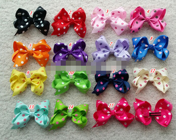 

60pcs 4 grosgrain ribbon hair bows hair clips kid baby boutique hairbows hairclips girl hair accessories xmas gift, Mix colors