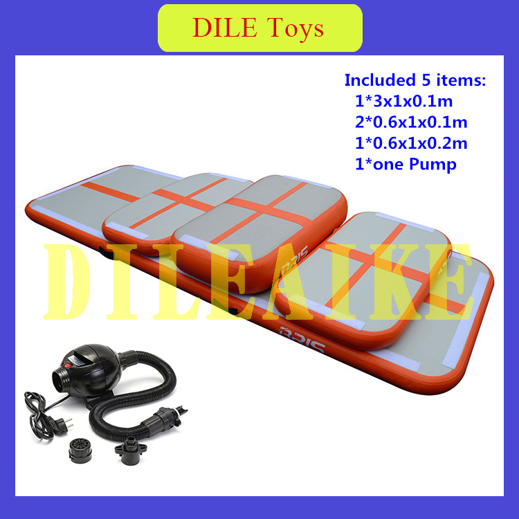 

Best Deal 5Pcs/Set 3x1x0.1m Inflatable Tumbling Air Track GYM Gymnastic Mat Pad Home Training Pink with One Pump