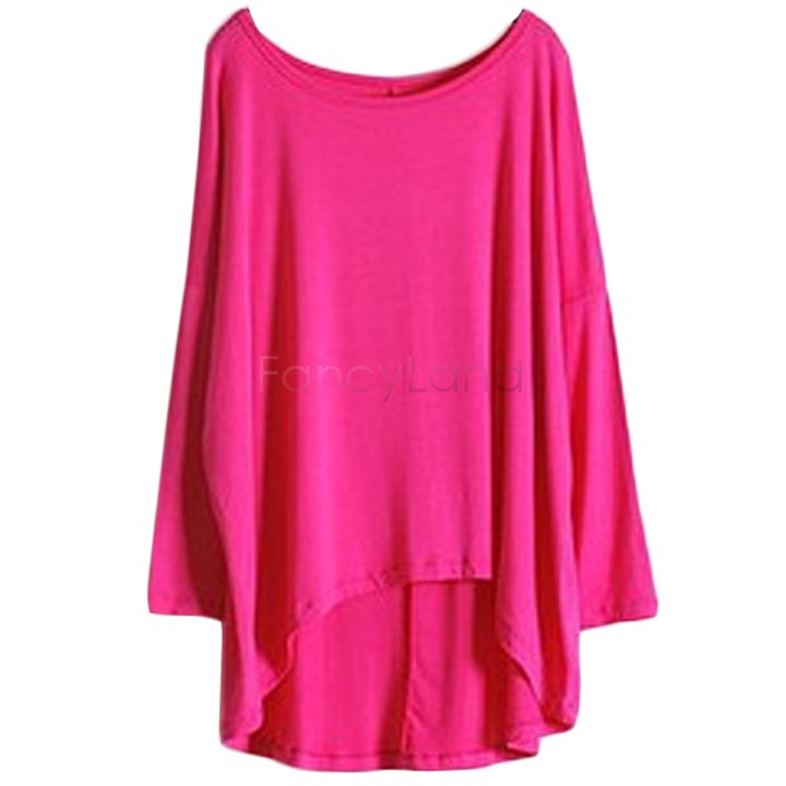 

New 2014 Autumn Casual Women Lady Long Loose Bat T Shirts Tops Tees 4 Colors B11 CB033752, Blue