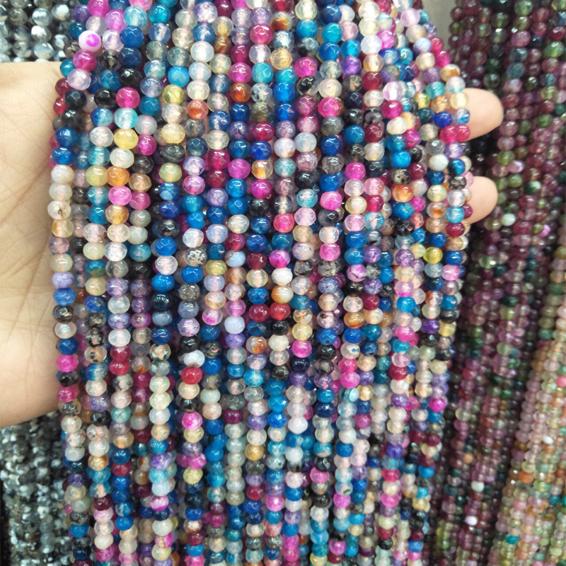 

Strand 15'' 4mm Faceted Natural Agates Stone Beads For Jewelry Diy Bracelet Making Round Loose Stone Beads Fashion Craft Bead