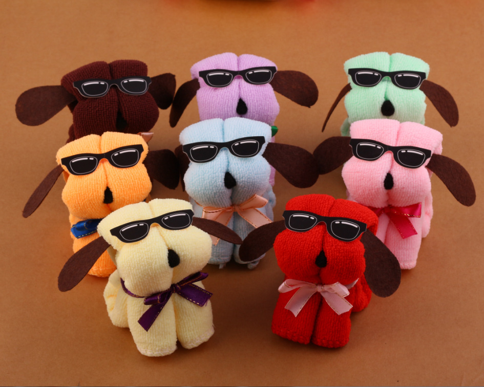 gift towels animal square towel cotton microfiber Artificial dog creative present souvenir prize wedding 5pcs/lot-image-68961002