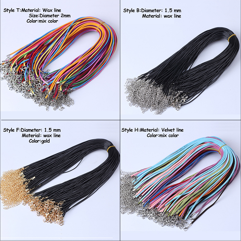 

MLJY 9 Styles Chains Black Wax Leather Cord Necklace Rope 45cm Chain Lobster Clasp DIY Necklaces & Pendants Jewelry Accessories Wholesale