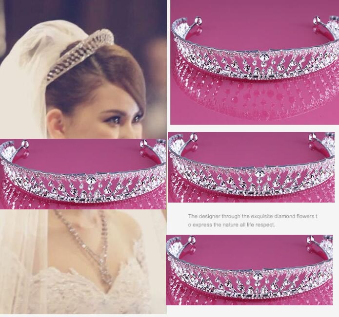 

Braid Crystal Rhinestone Bridal Headband bridal headpieces Two Row Prom Hair Accessory Tie Backs super star style
