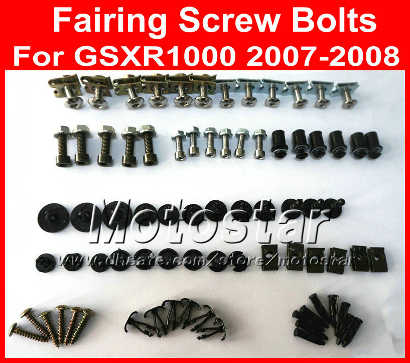 

Low price Motorcycle Fairing screw bolts kit for SUZUKI GSXR 1000 K7 2007 2008 GSXR1000 07 08,black fairings aftermarket bolt screws