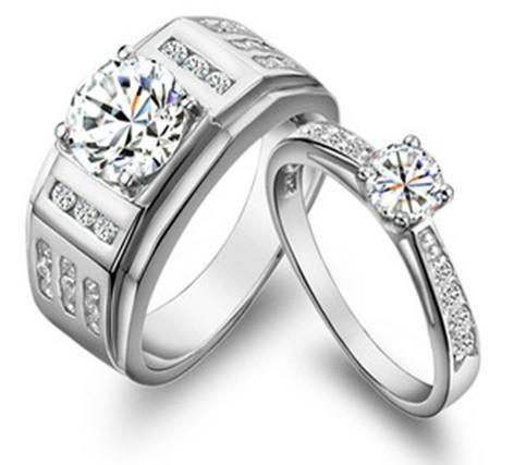 

Fine simulate diamond ring 14K white gold sterling silver wedding men's rings