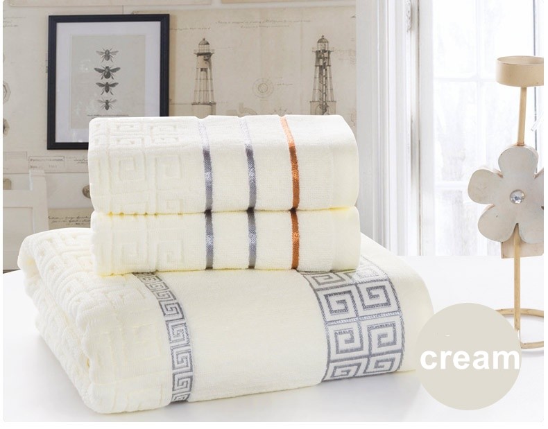 

suspanded bath towel set full cotton gift towels 1pc wash towel 2pcs face cloth home textile bathroom accessory, Cream