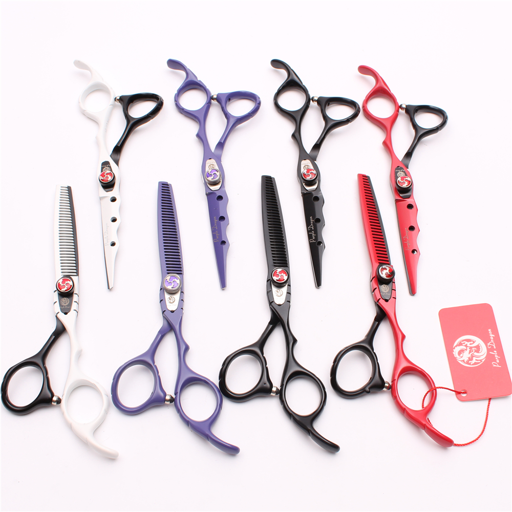 

2Pcs Z1019 6" JP 440C Purple Dragon High Quality Human Hair Scissors Barber"s Hairdressing Shears Cutting or Thinning Scissors Style Tools