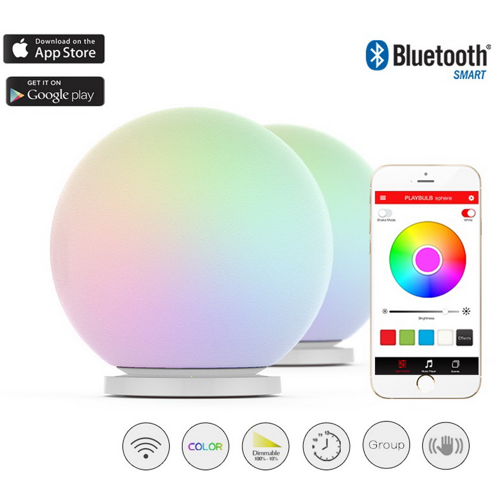 

Wholesale-MIPOW PLAYBULB Sphere Smart Color Changing Waterproof Dimmable LED Glass Orb Light Floor Lamp Night Lights Tap to Change Color